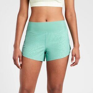 Athleta Run With It 3.5" Printed Running Shorts in Fiji Villa Teal